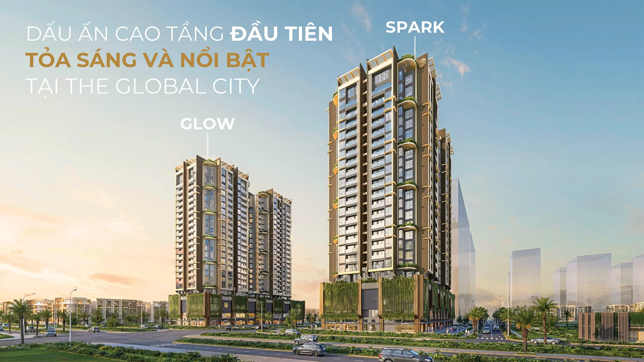 Du an can ho Masteri Grand View gom 2 toa Spark va Glow voi tong 616 can ho gom cac loai hinh 1PN 2PN 3PN 4PN Penthouse